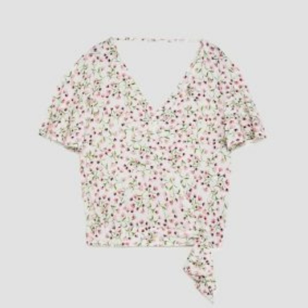 Zara Floral Print Wrap Top